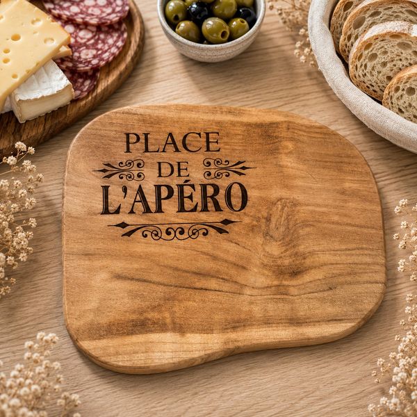 Planche apéro gravée "place de l'apéro"
