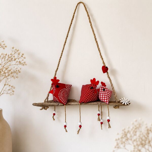 Suspension Poules rouges