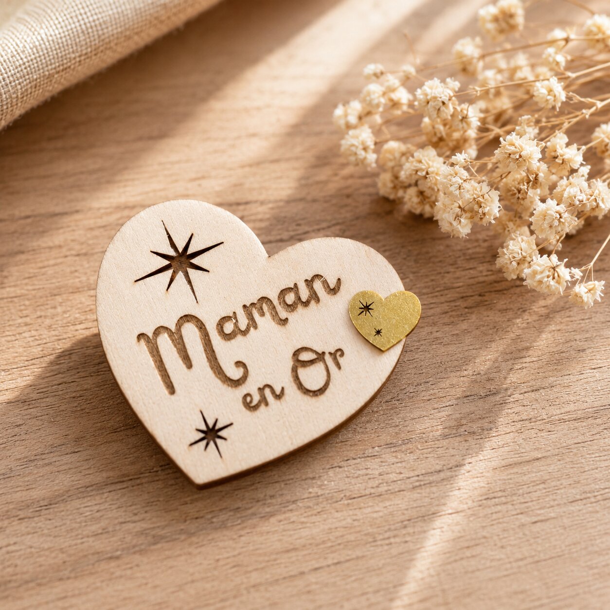Magnet " maman en or" — spécial maman — création artisanale Scrapnwood