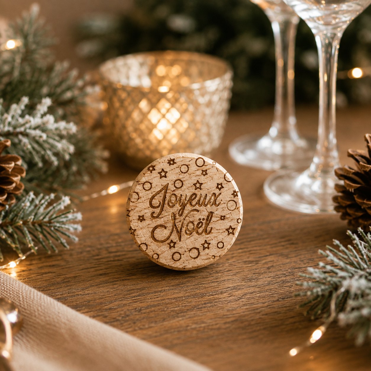 Bouchon "Joyeux Noël" — autres — création artisanale Scrapnwood