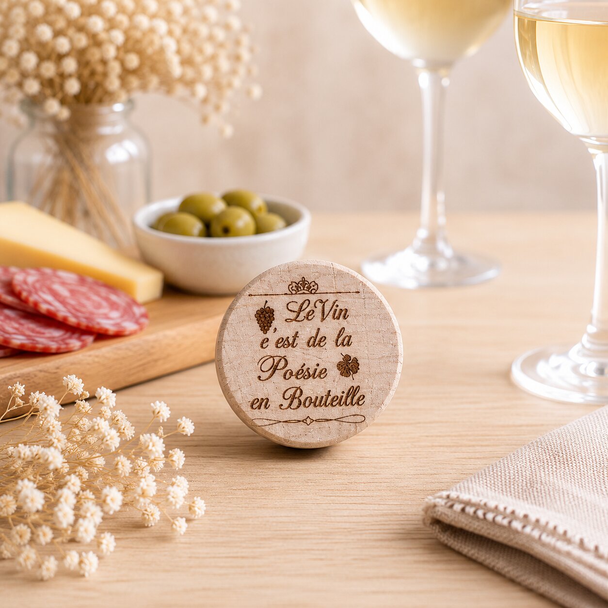 Bouchon "le vin..." — bouchons de bouteille — création artisanale Scrapnwood