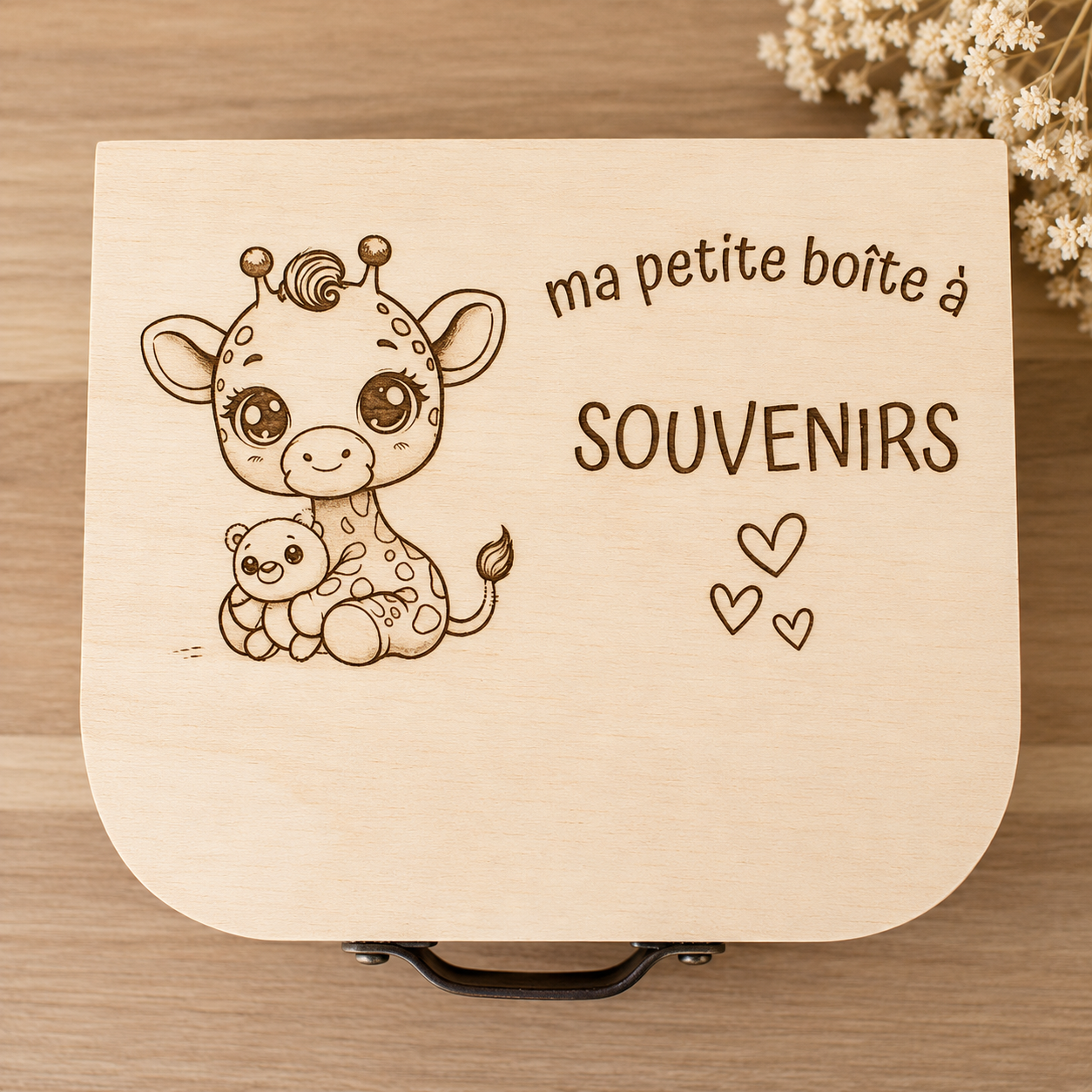 Coffret de naissance — coffrets et urnes en bois gravé, fait main