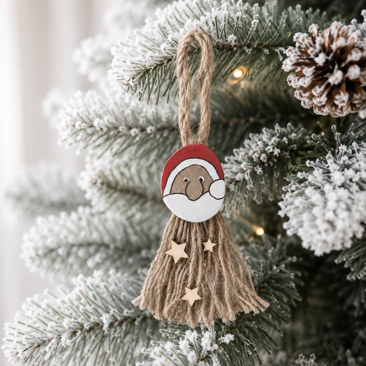 Déco Père Noël galet — noël — création artisanale Scrapnwood