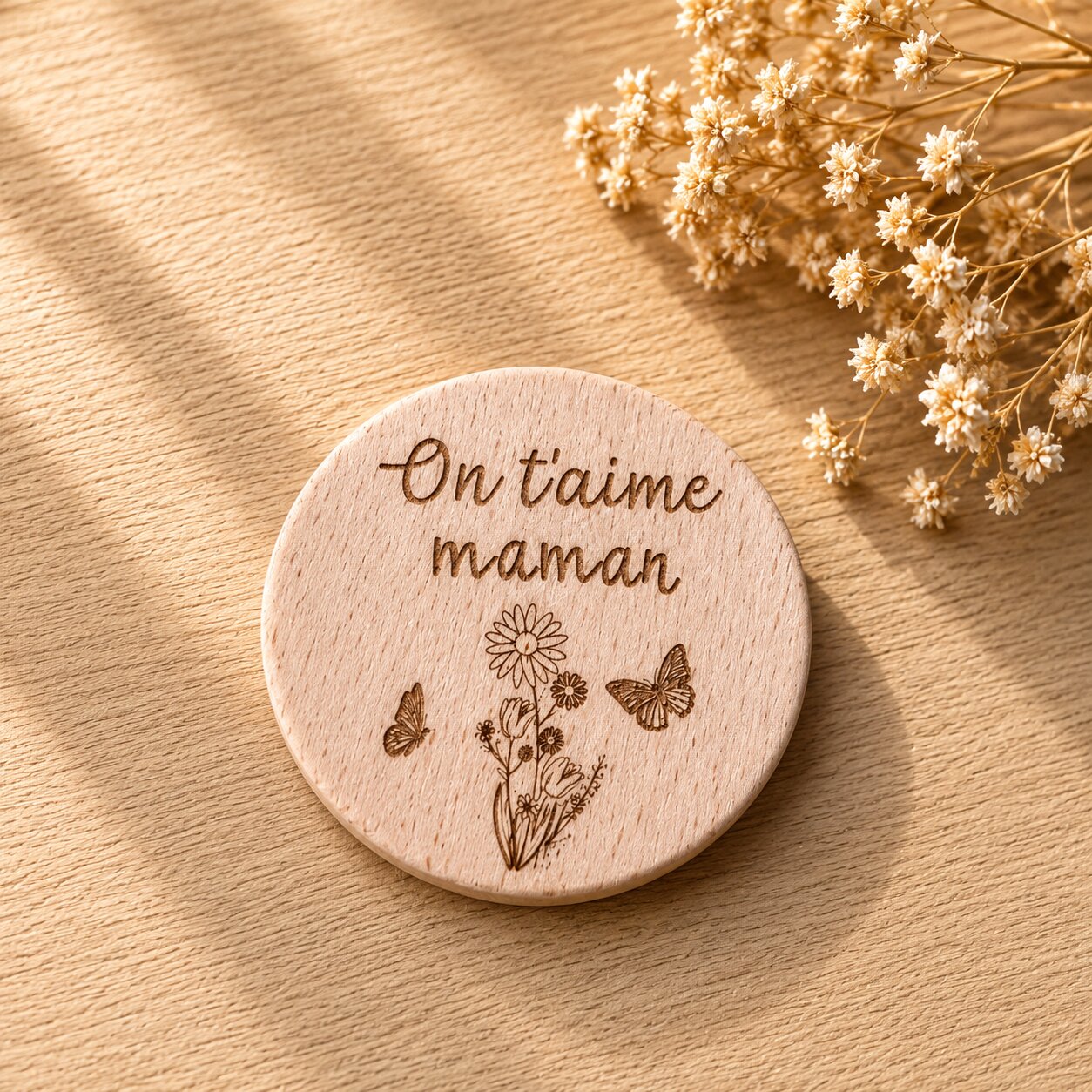 Magnet "on t'aime maman" — spécial maman — création artisanale Scrapnwood