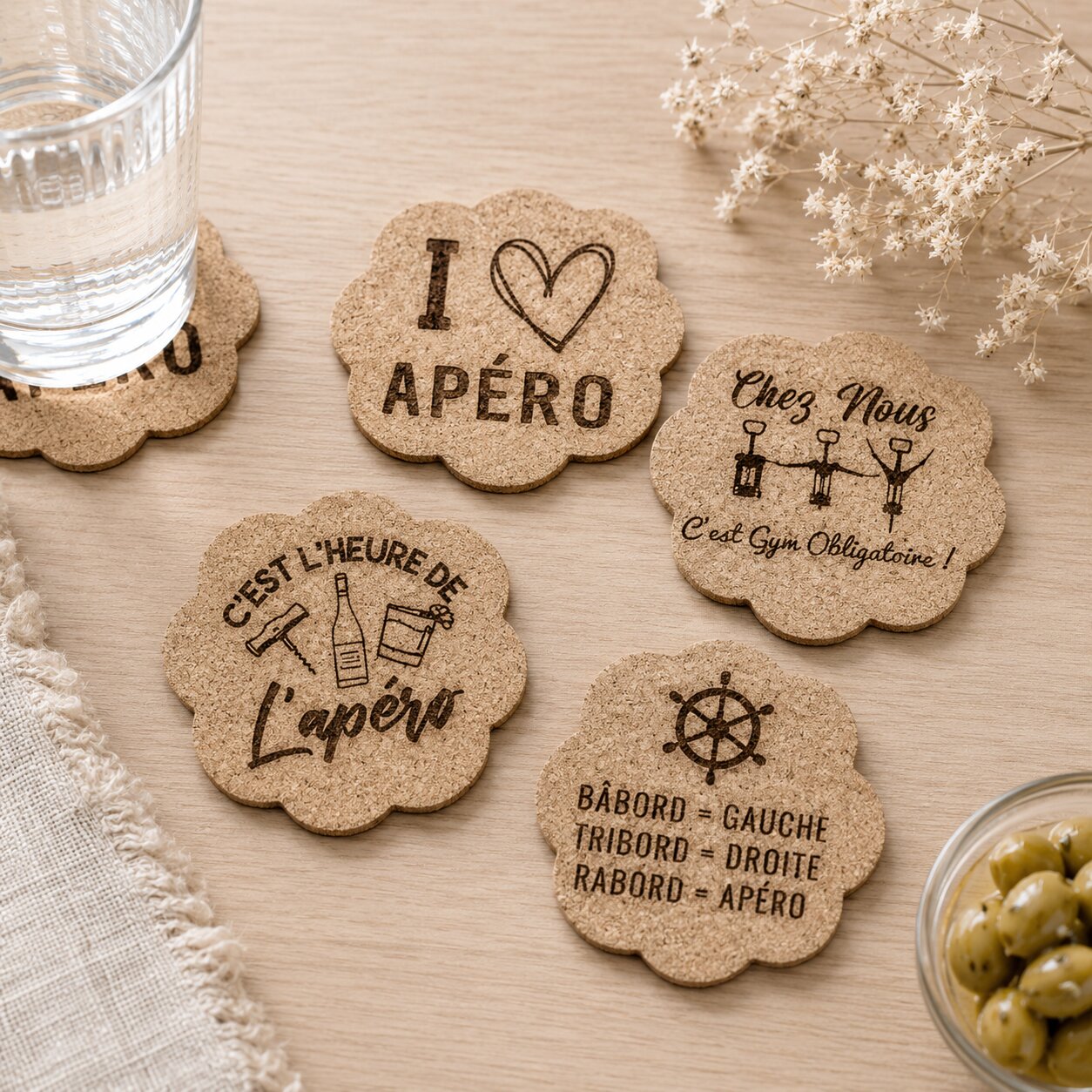 Lot de 4 dessous de verres — création artisanale Scrapnwood