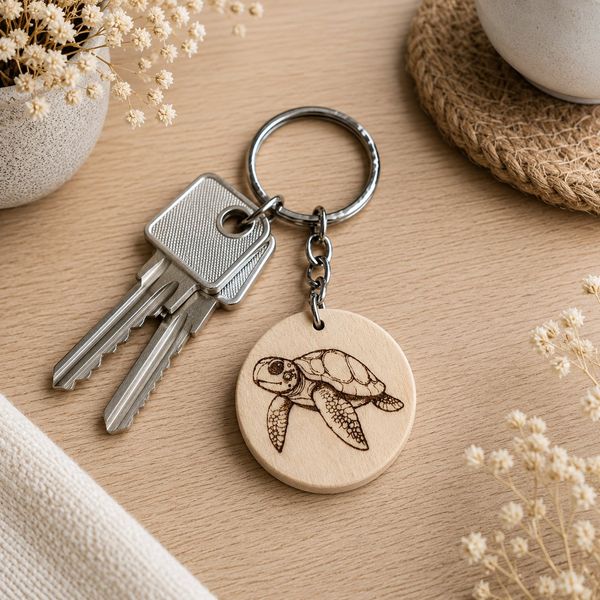 Porte clé en bois tortue