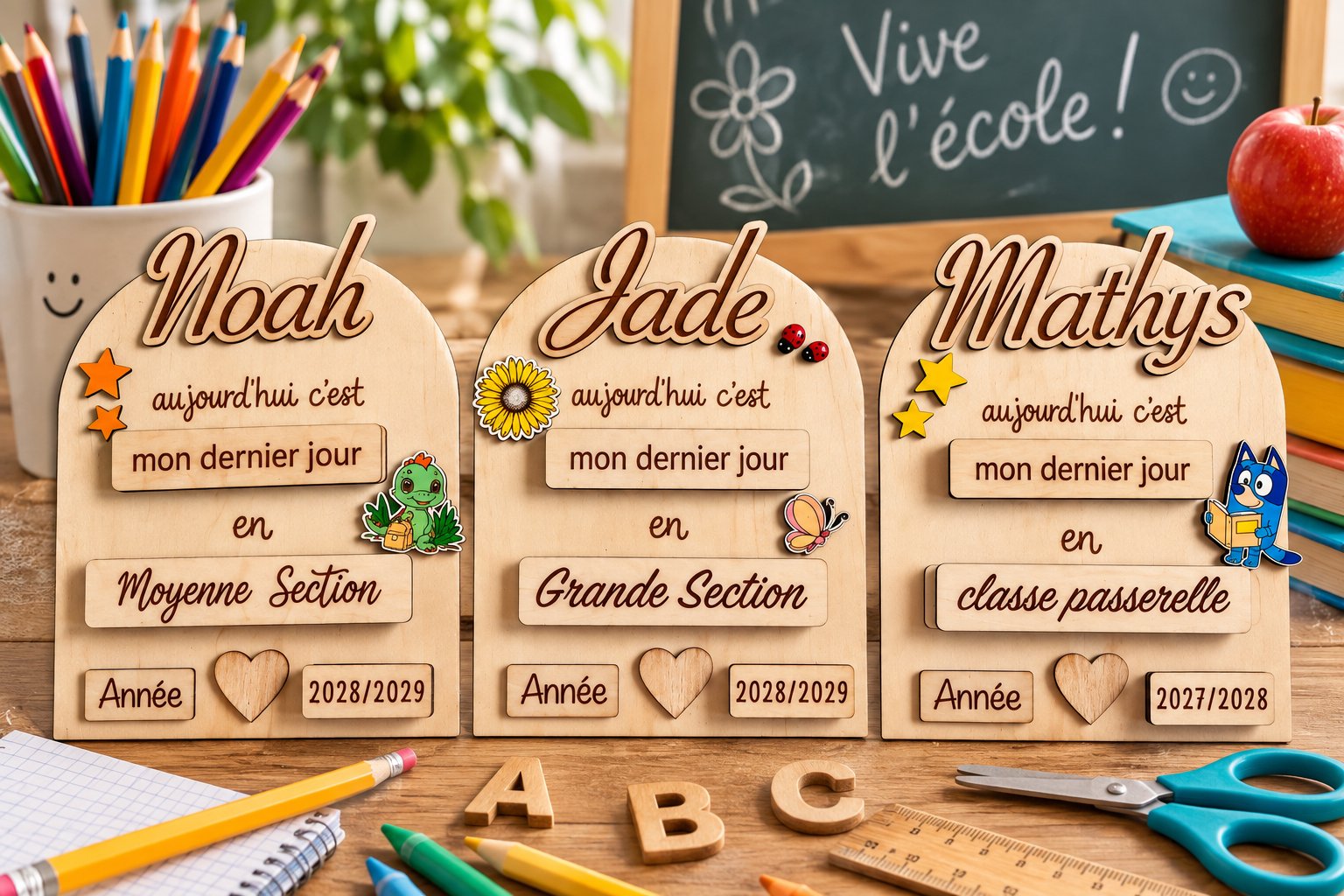 Pancarte de rentrée — création artisanale Scrapnwood