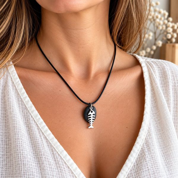 Collier galet poisson