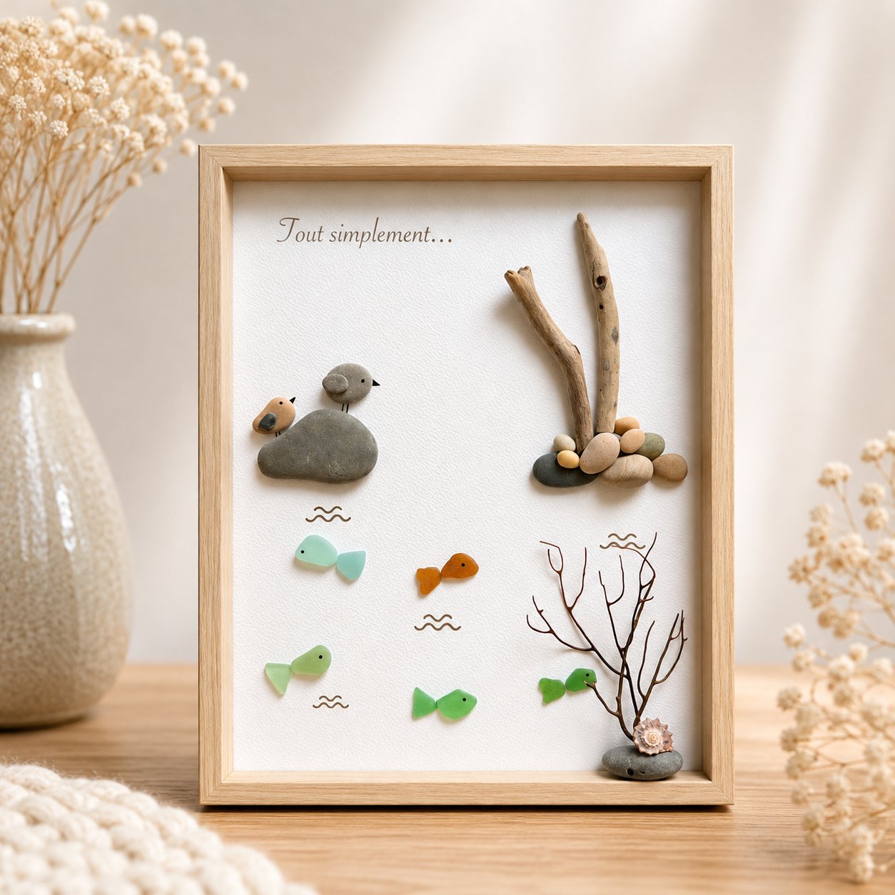 Cadre entre terre et eau — cadres bord de mer — création artisanale Scrapnwood