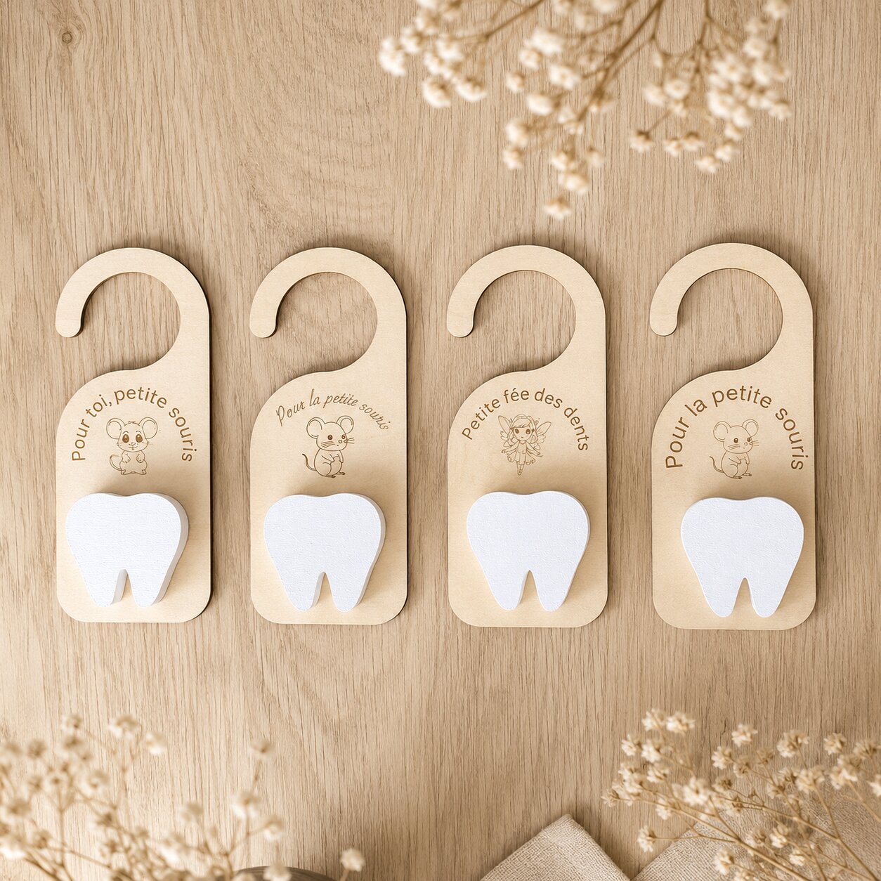 Accroche porte petite souris — cadeaux enfants et parents — création artisanale Scrapnwood