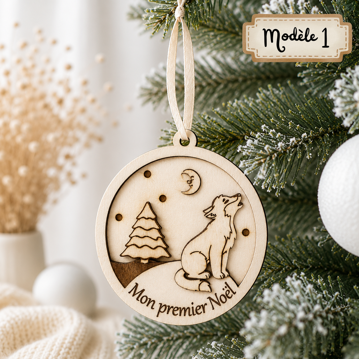 Boule en bois "mon 1er Noël"