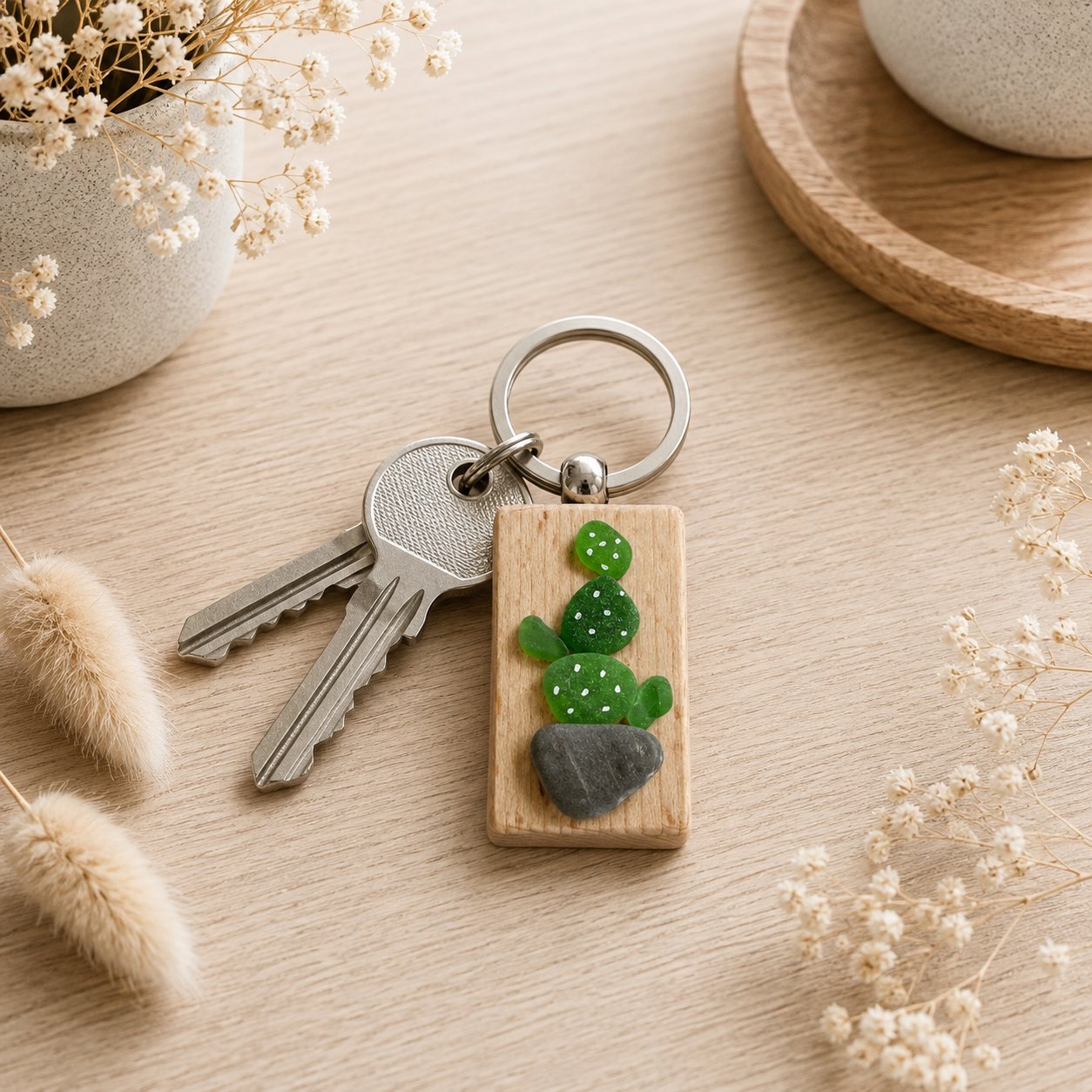 Porte clé cactus — plaisir d'offrir — création artisanale Scrapnwood