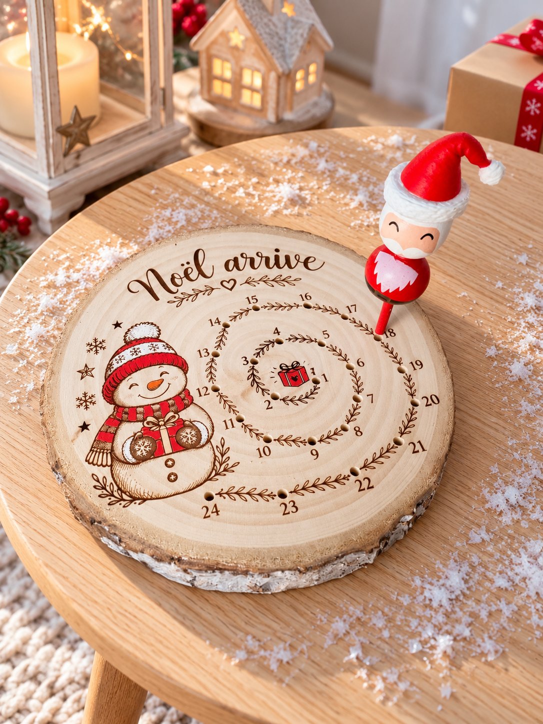 Décompte bonhomme de neige — noël — création artisanale Scrapnwood