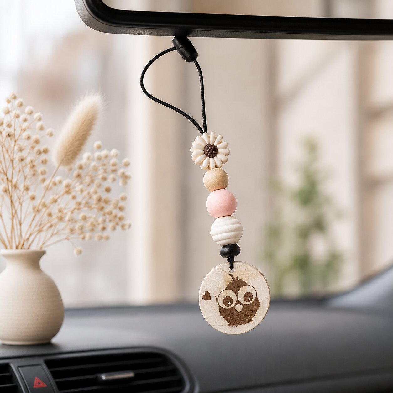 Breloque de voiture fleur — charms et bijoux de voiture — création artisanale Scrapnwood