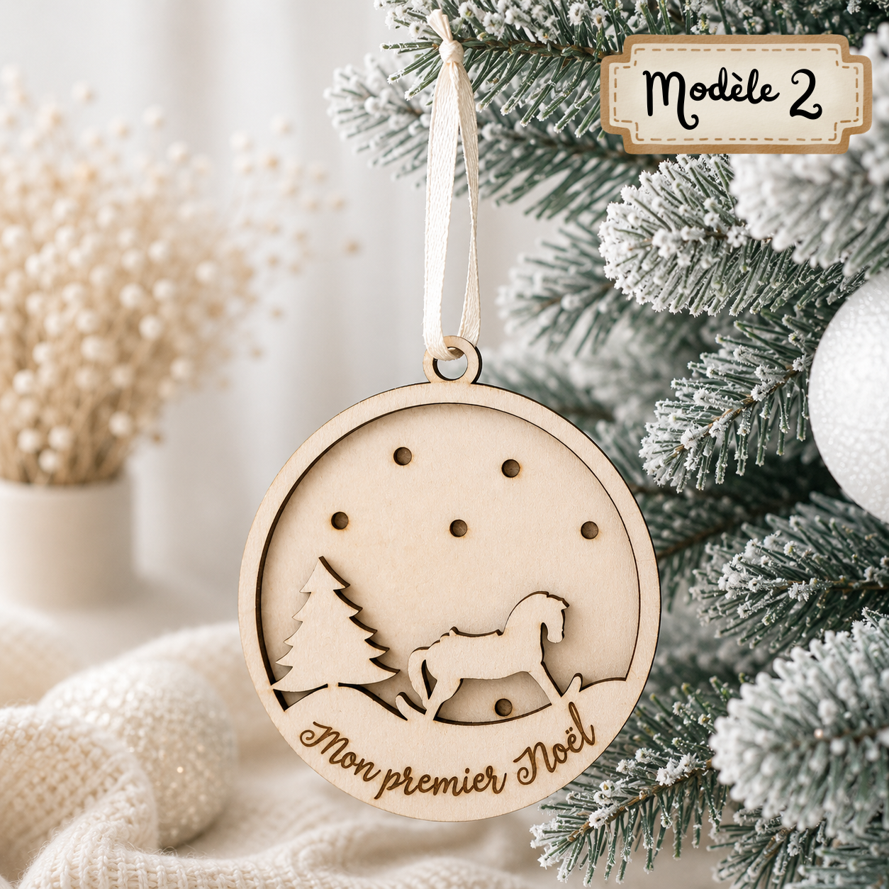 Boule en bois "mon 1er Noël"