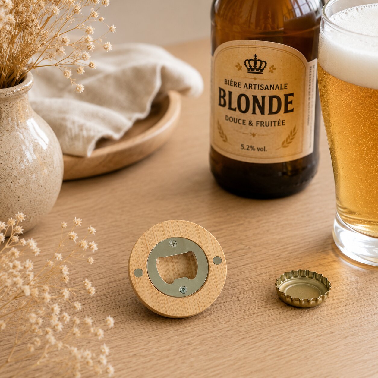 Décapsuleur bois rond