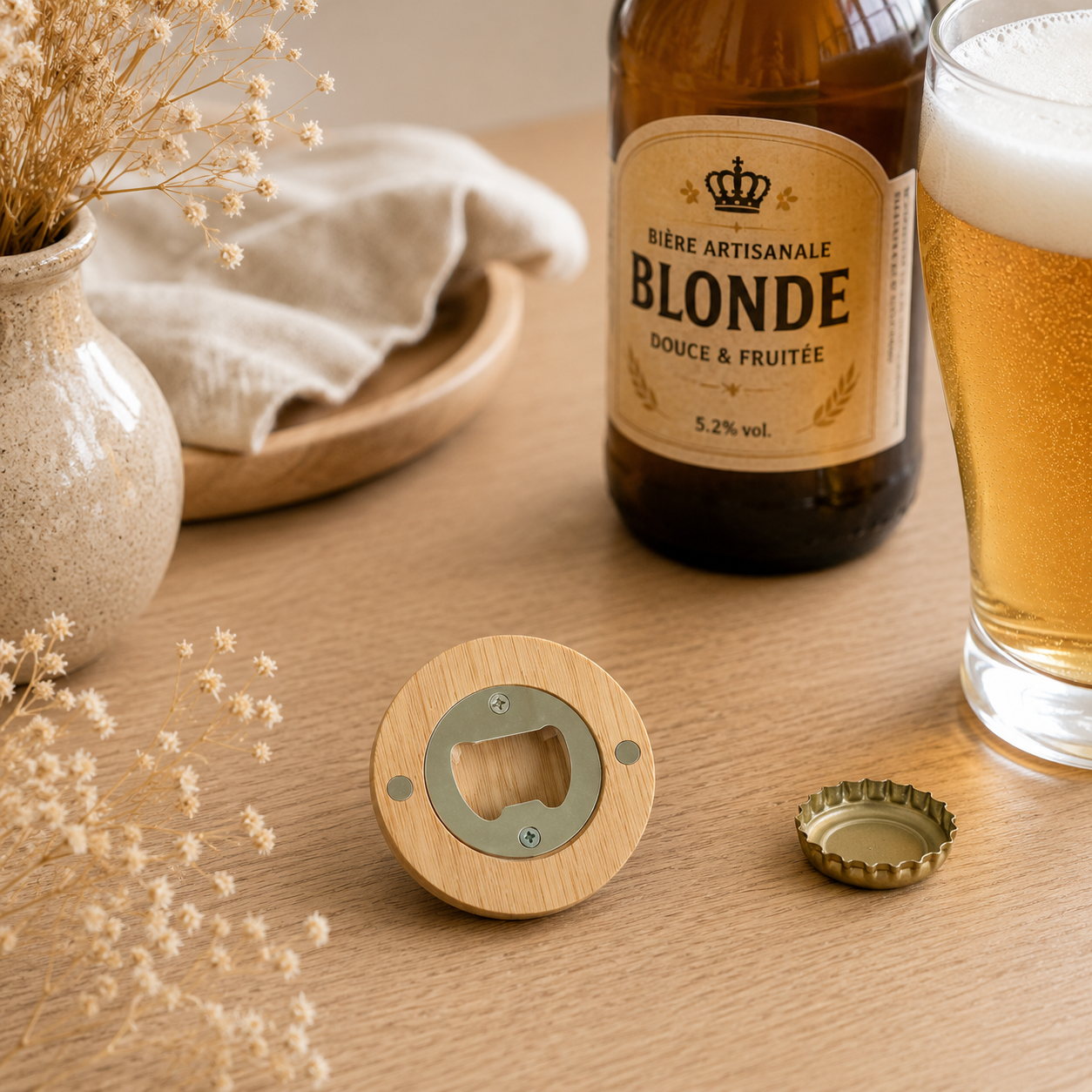 Décapsuleur bois rond