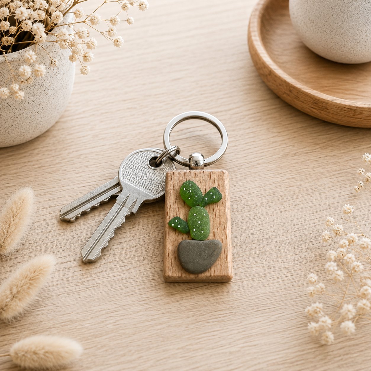Porte clé cactus — plaisir d'offrir — création artisanale Scrapnwood