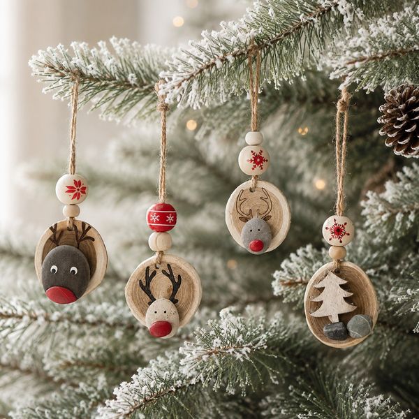 Lot de 4 suspensions sapin galets