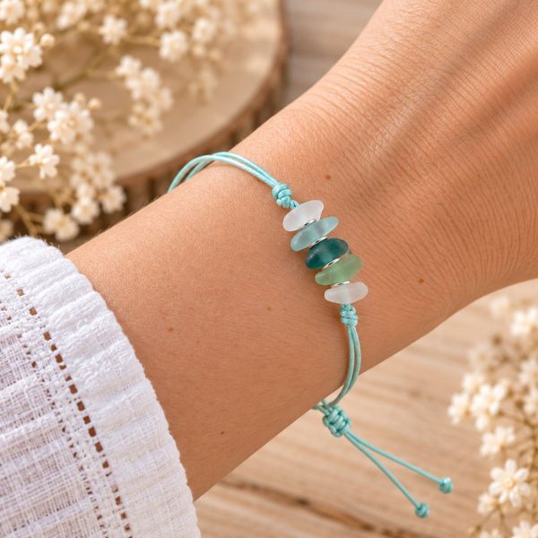 Bracelet verre poli bleu