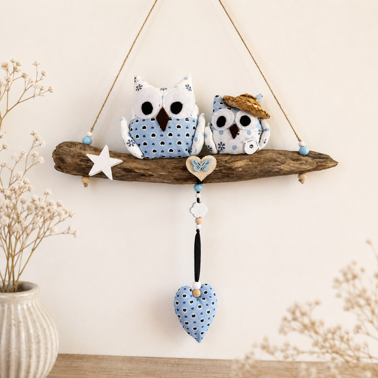 Suspension Chouettes bleues