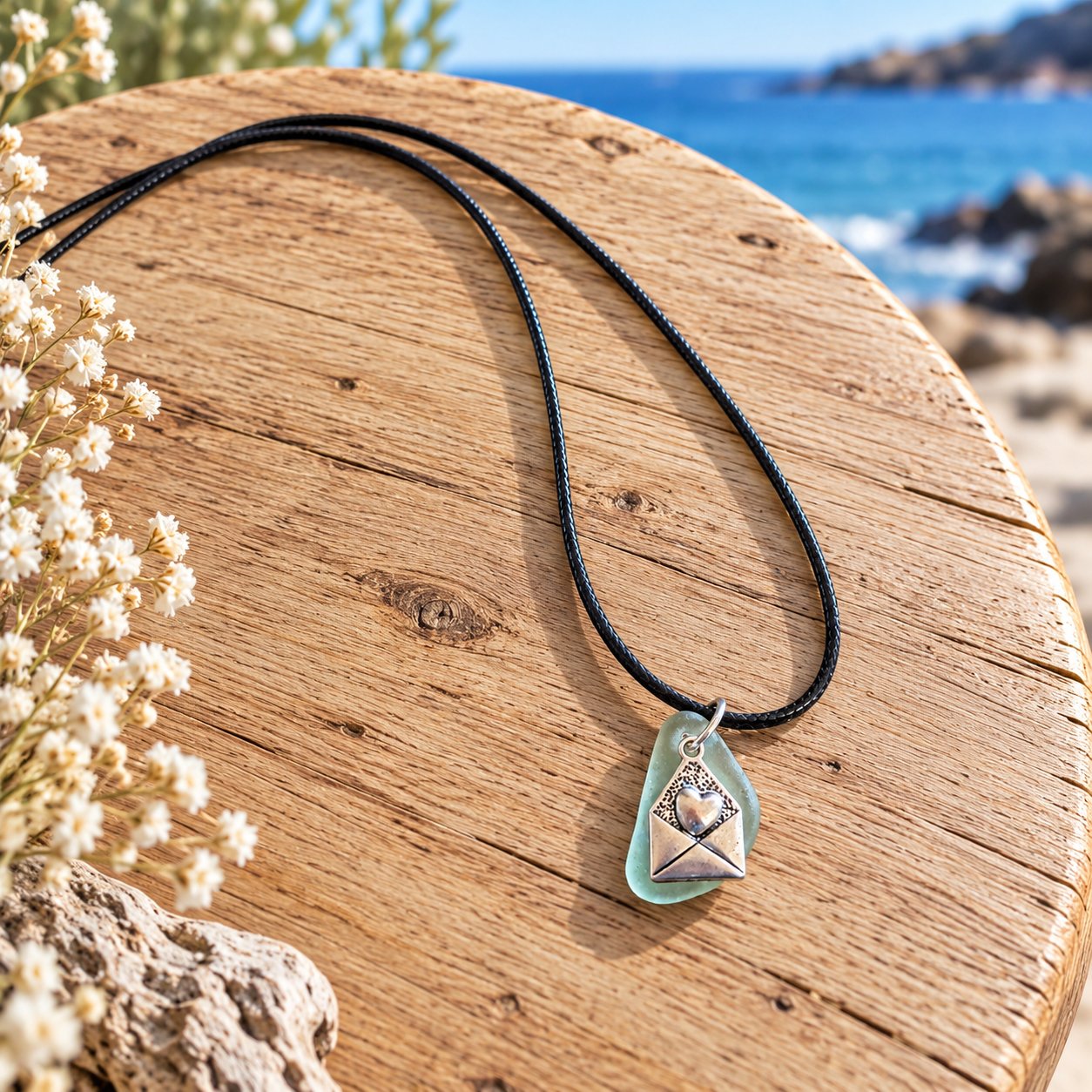 Collier verre poli enveloppe