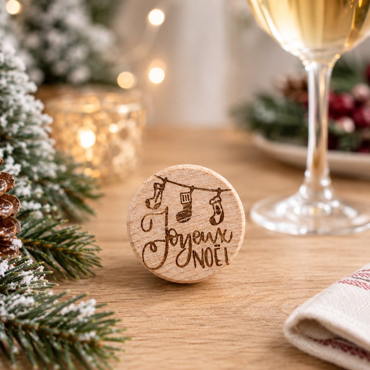 Bouchon "Joyeux Noël" — autres — création artisanale Scrapnwood