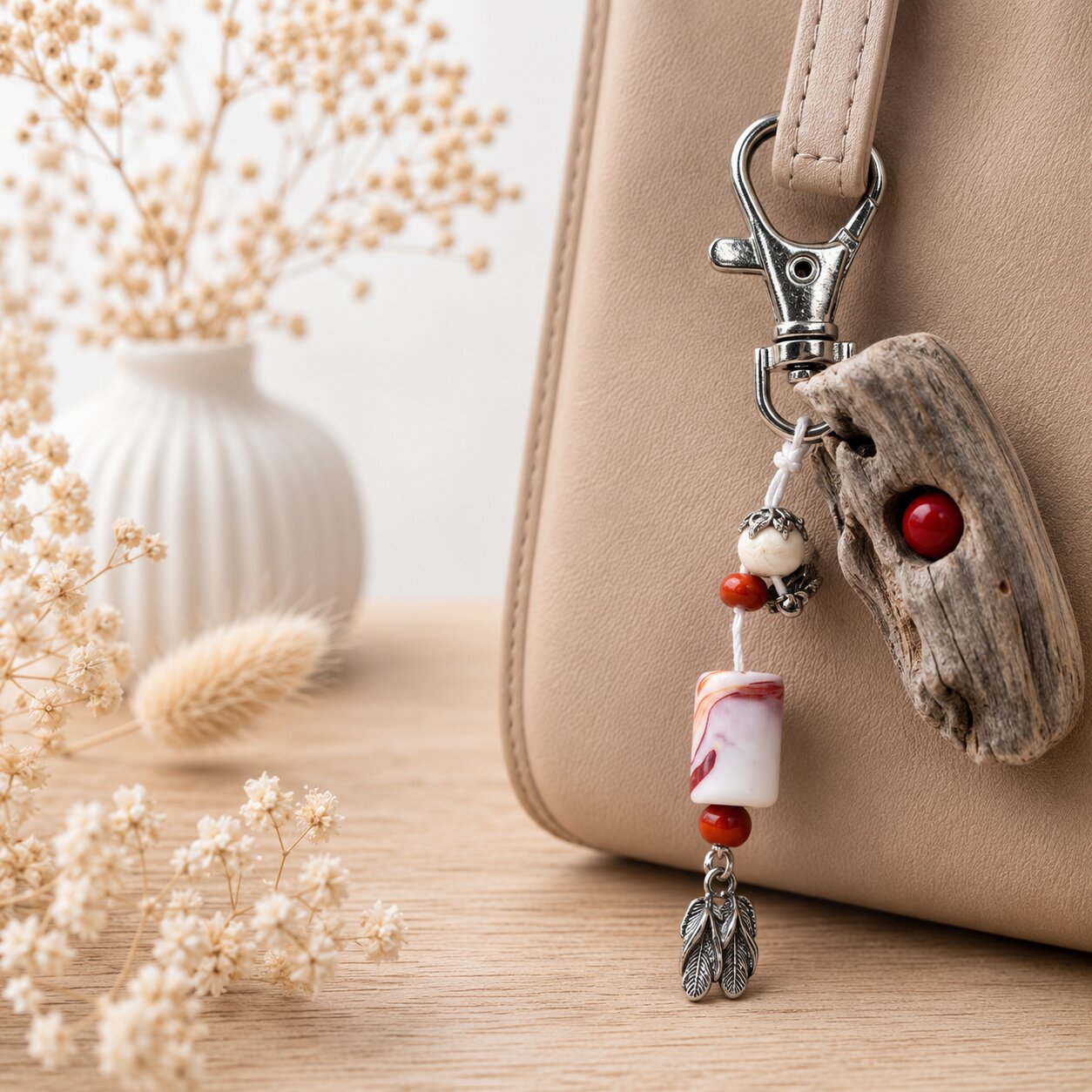 porte clé de sac bois flotté — portes clés — création artisanale Scrapnwood
