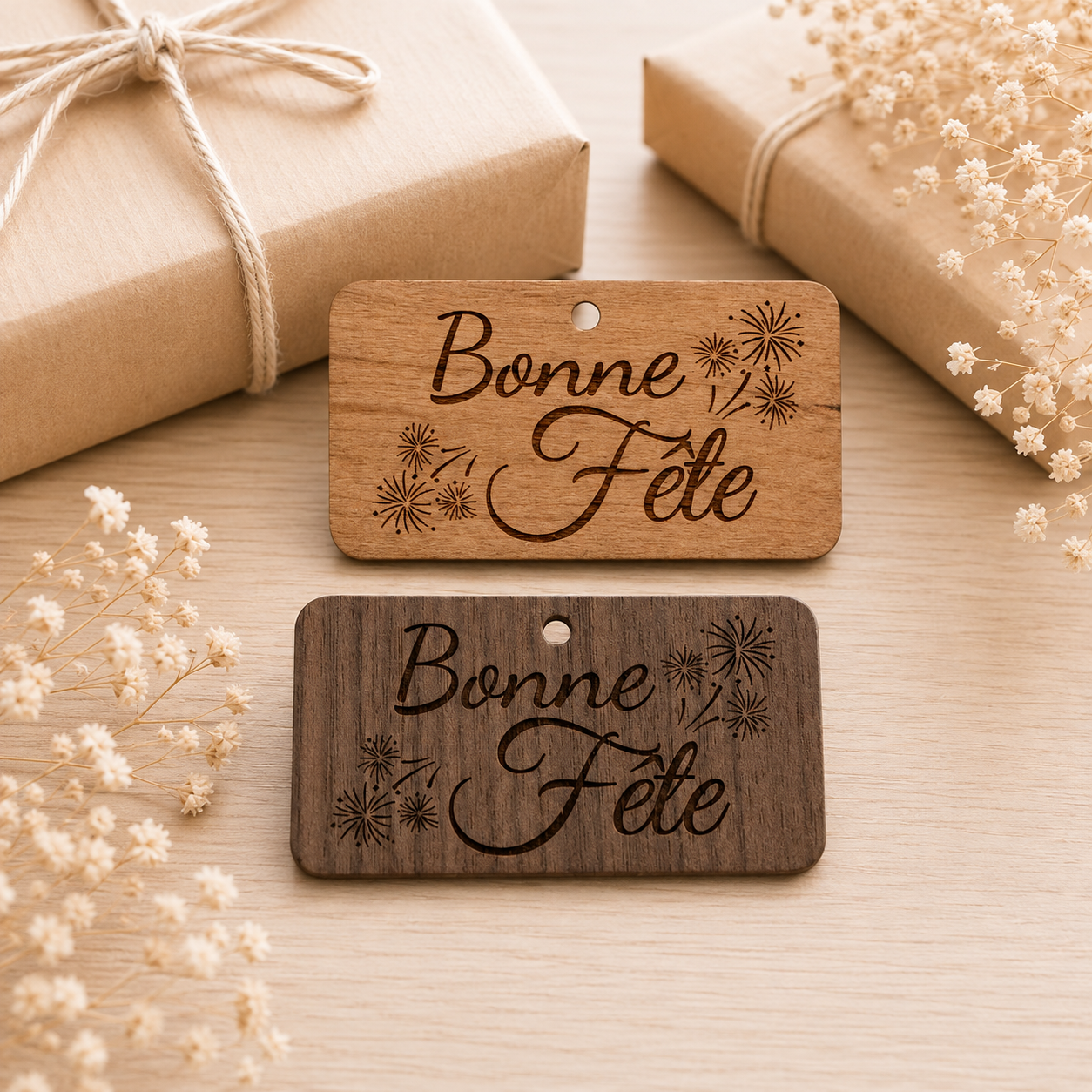 Etiquette Bonne fête — autres — création artisanale Scrapnwood