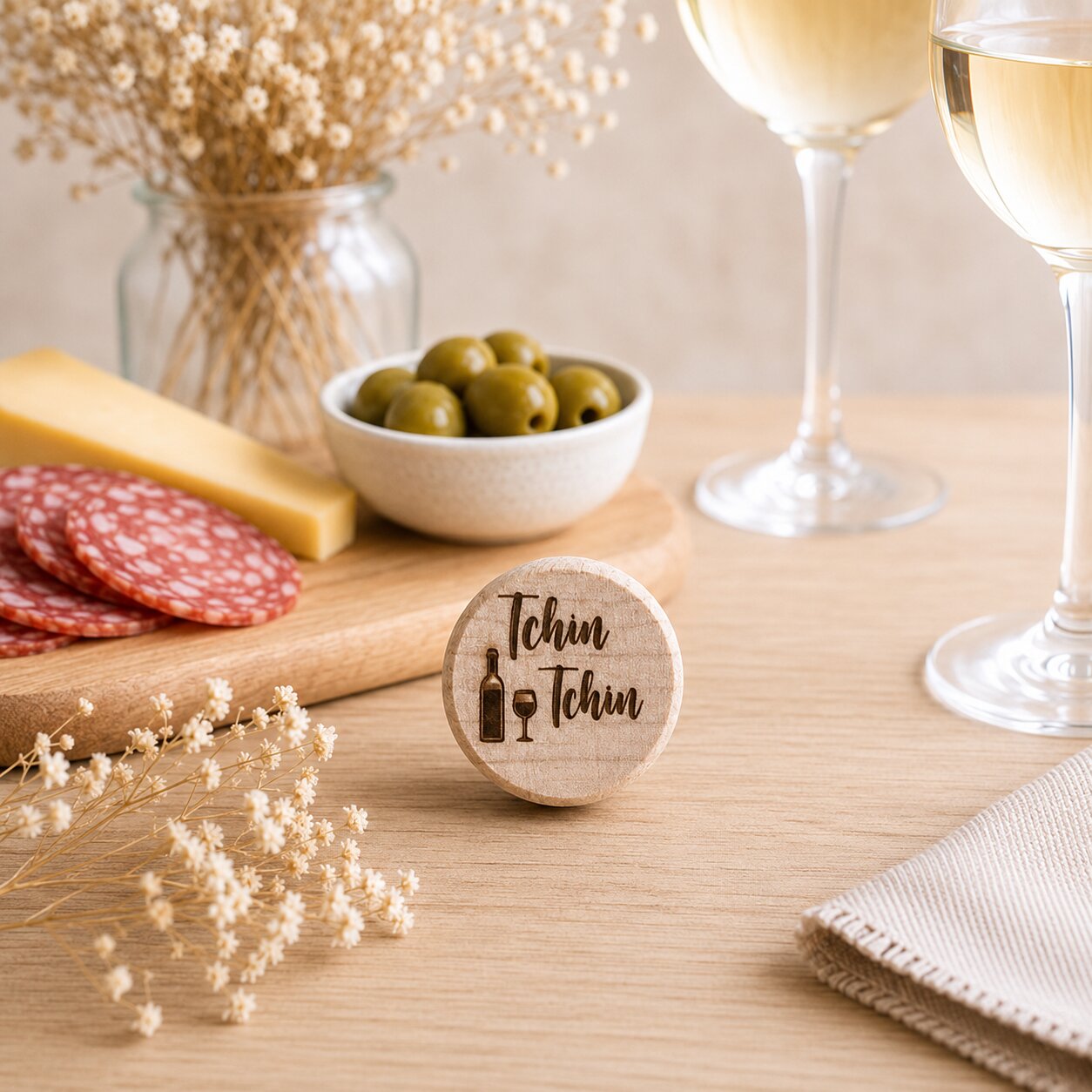 Bouchon "tchin tchin" — bouchons de bouteille — création artisanale Scrapnwood