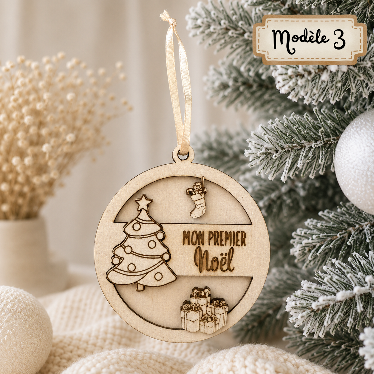 Boule en bois "mon 1er Noël"