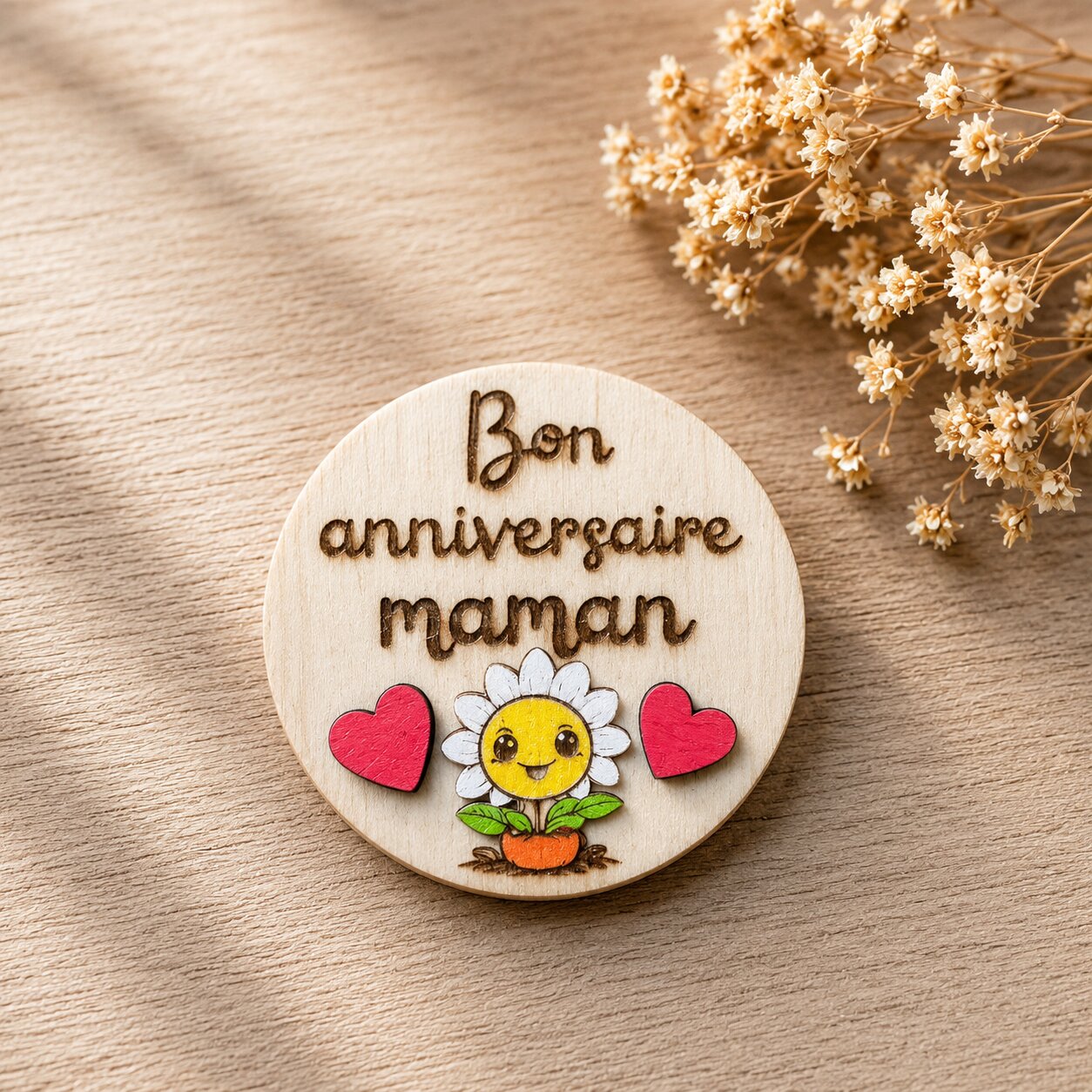 Magnet "bon anniversaire maman" — spécial maman — création artisanale Scrapnwood