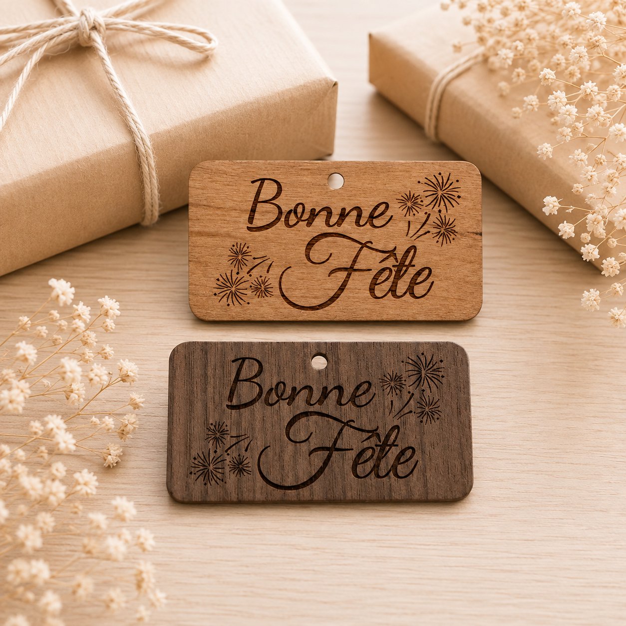 Etiquette Bonne fête — fêtes — création artisanale Scrapnwood