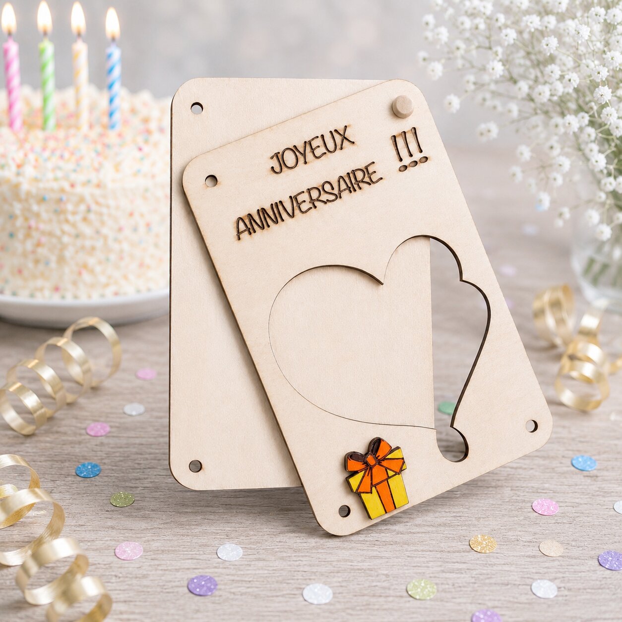 Carte cadeau anniversaire — cartes cadeau gravées — création artisanale Scrapnwood