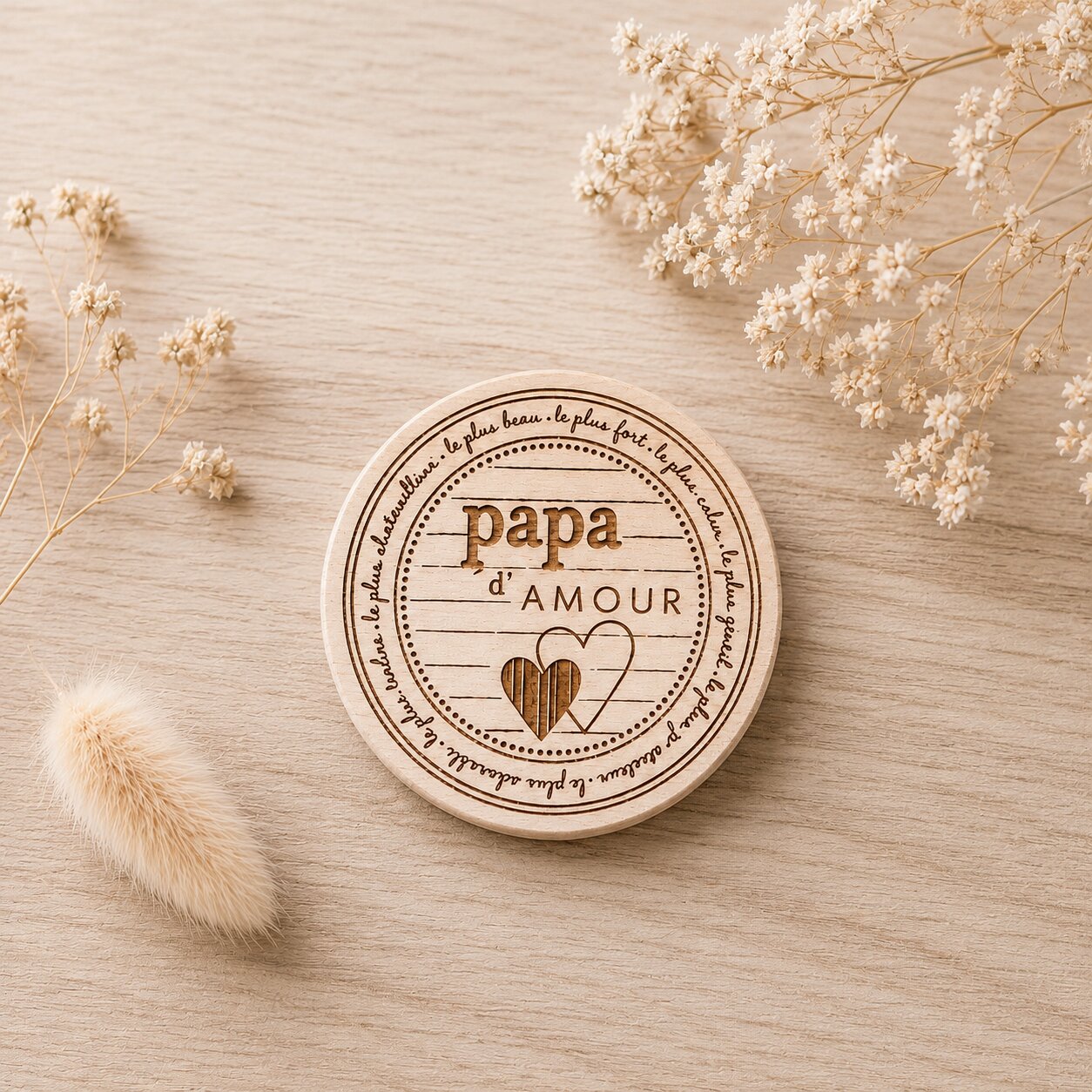 Magnet "papa d'amour" — fêtes — création artisanale Scrapnwood