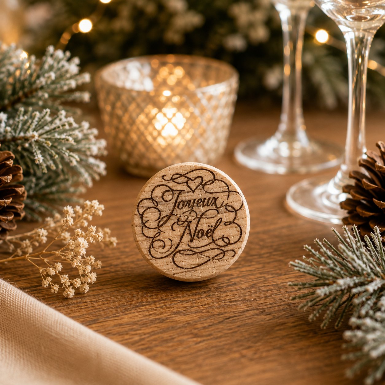 Bouchon "Joyeux Noël" — autres — création artisanale Scrapnwood