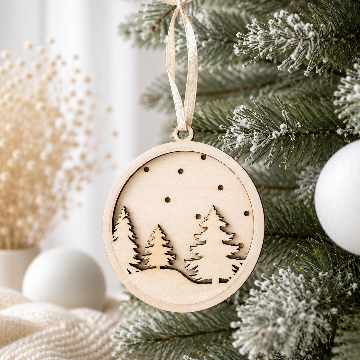Boule en bois sapins — noël — création artisanale Scrapnwood