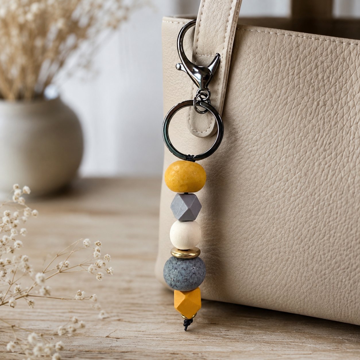 Porte clé de sac jaune — portes clés — création artisanale Scrapnwood