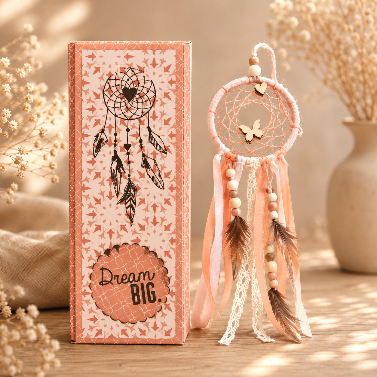 Mini attrape rêves orange — attrapes rêves en bois gravé, fait main