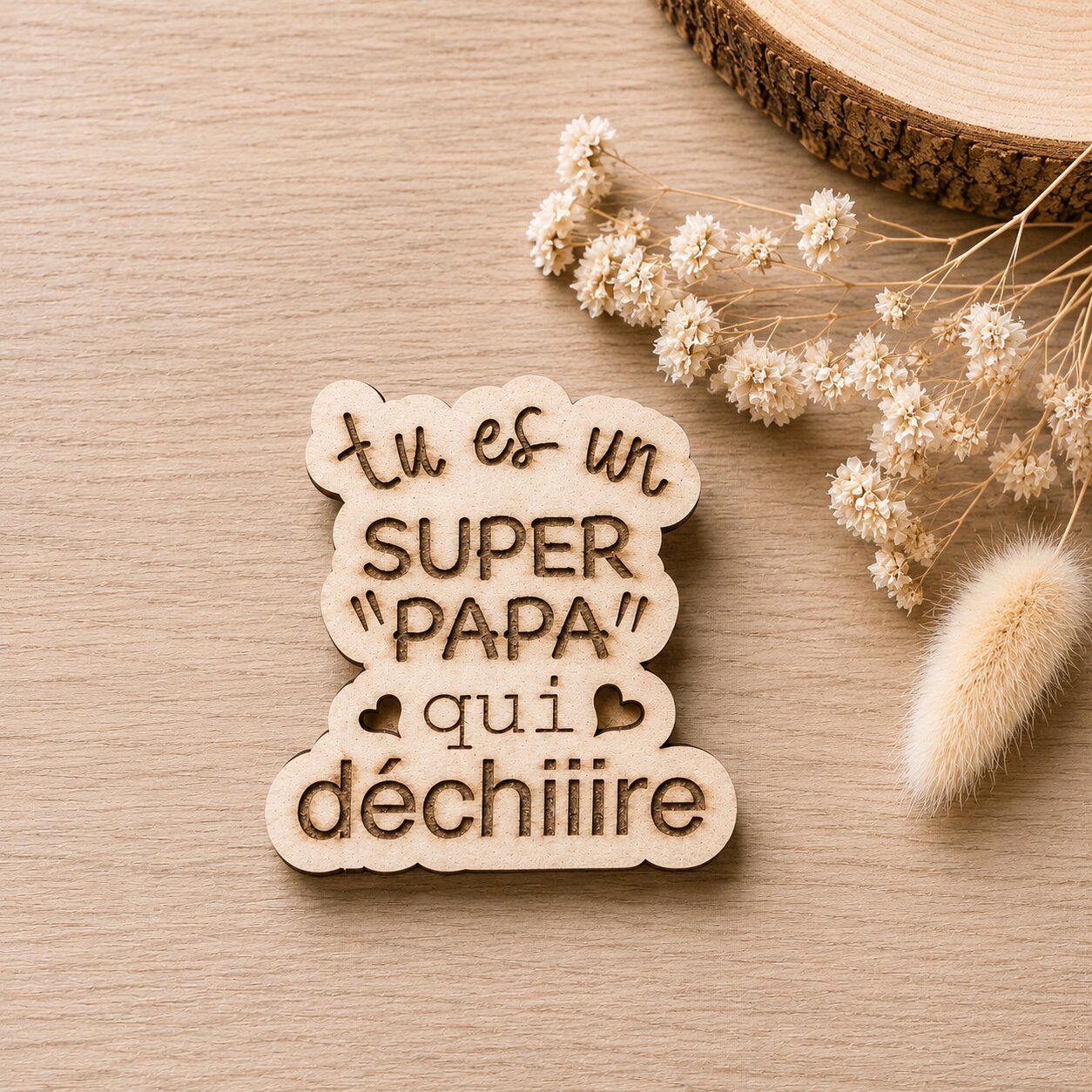 Magnet "papa qui déchire" — fêtes — création artisanale Scrapnwood