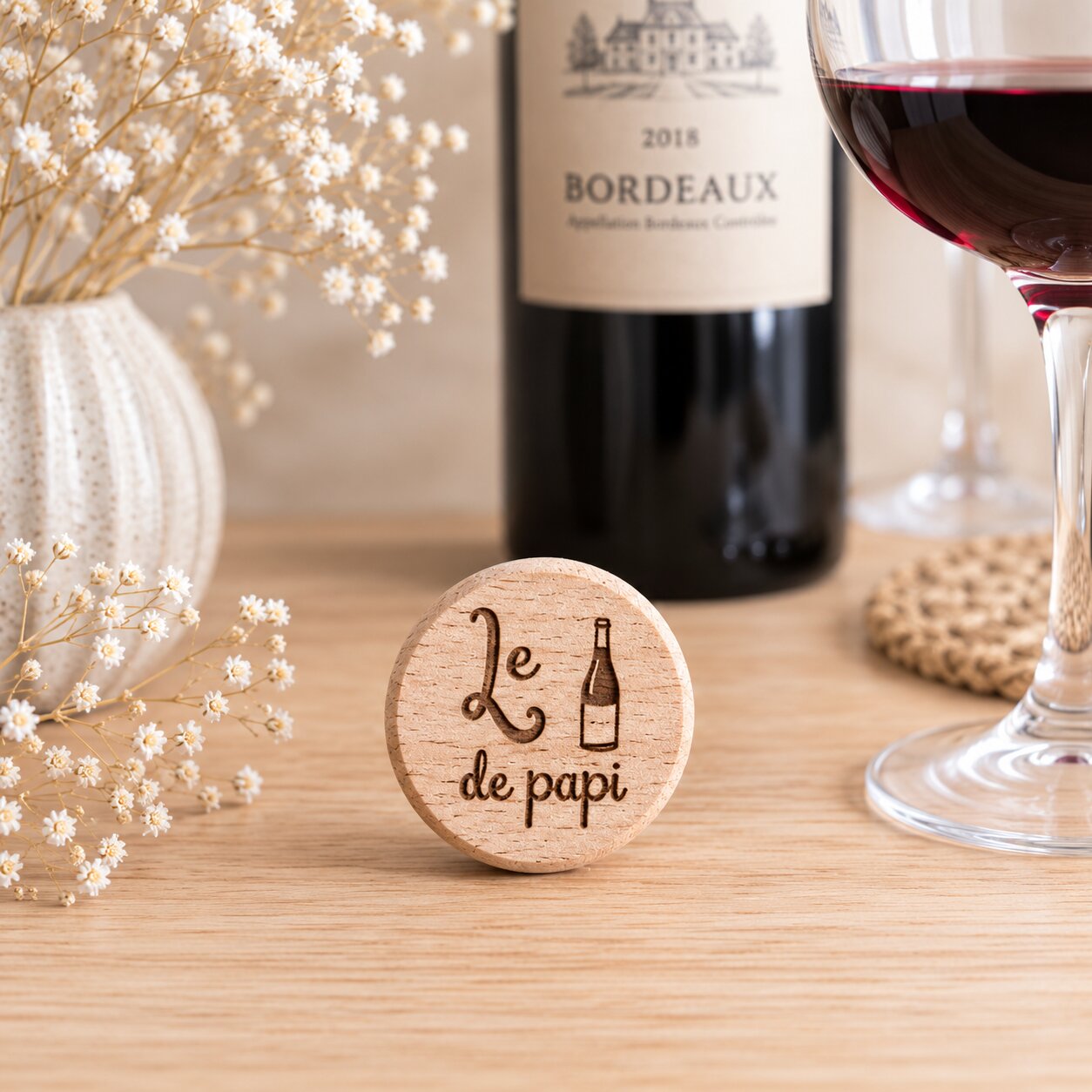 Bouchon "le rosé de papi" — bouchons de bouteille — création artisanale Scrapnwood