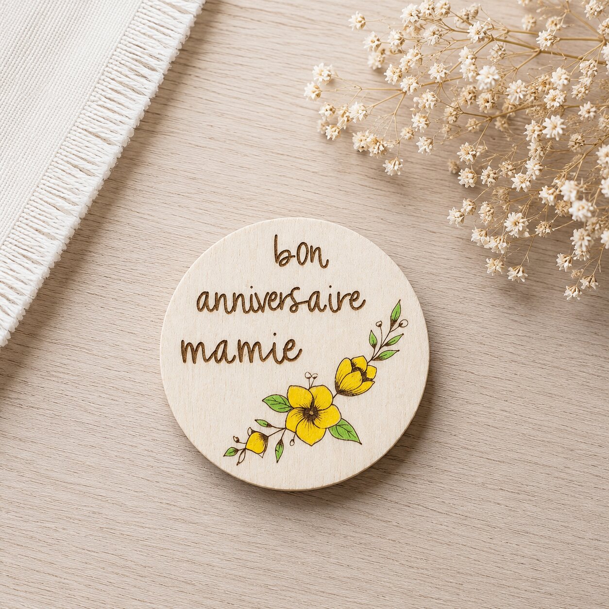 Magnet anniversaire mamie — fêtes — création artisanale Scrapnwood