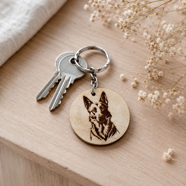Porte clé en bois berger allemand