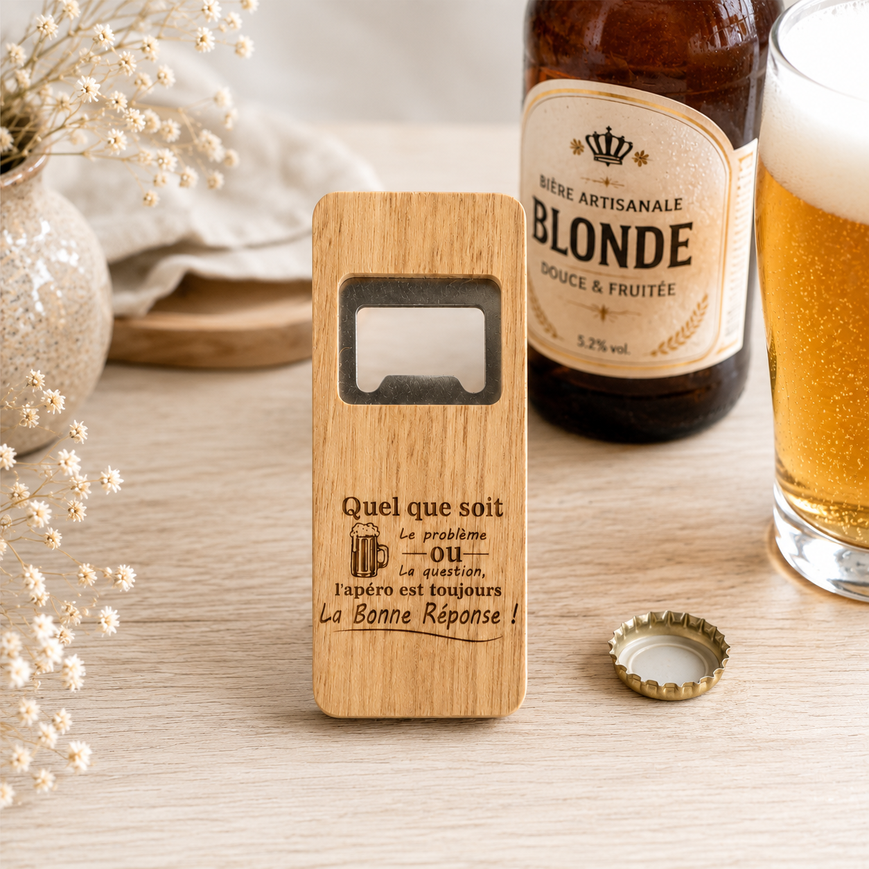 Décapsuleur rectangle — décapsuleurs en bois gravé, fait main
