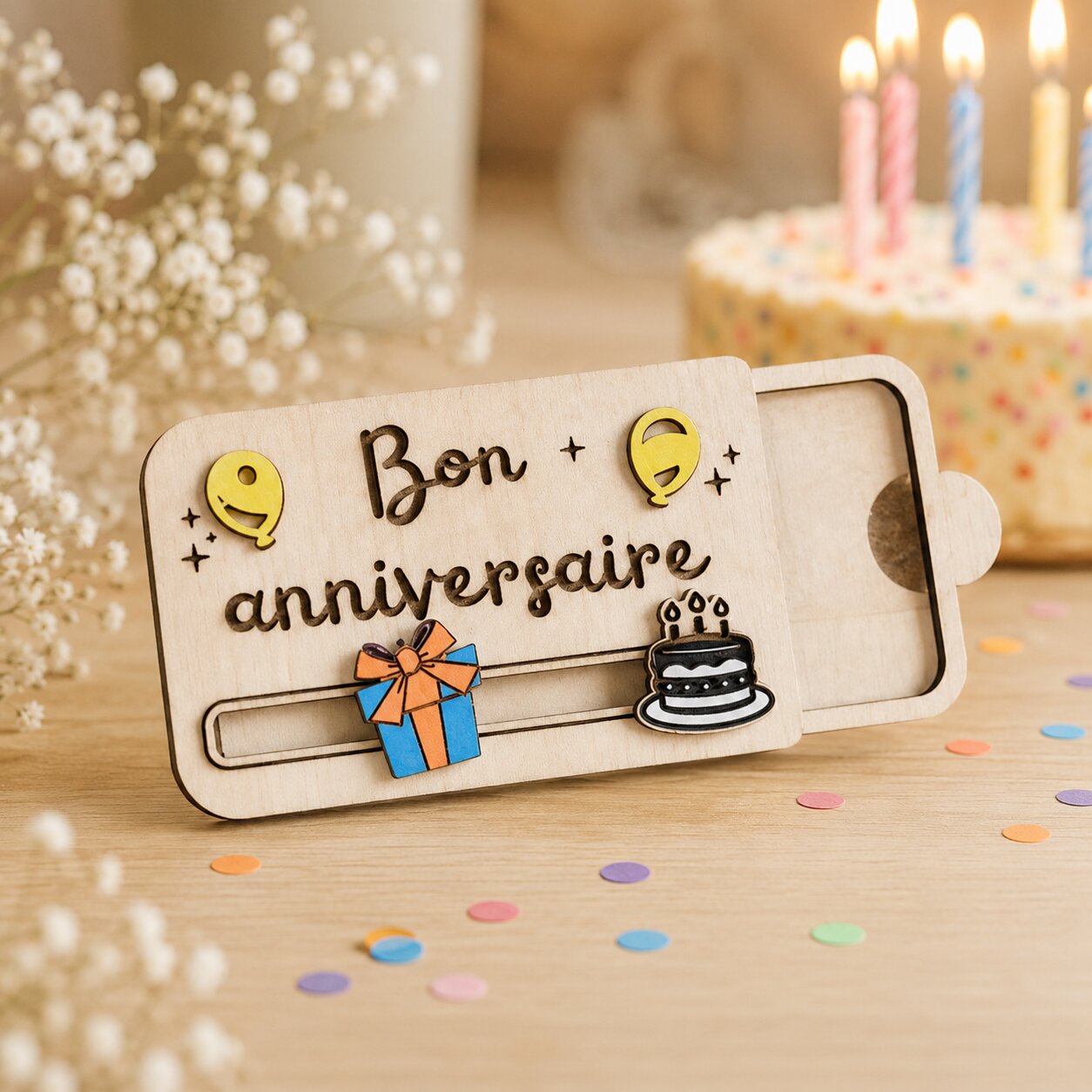 Carte cadeau anniversaire — cartes cadeau gravées — création artisanale Scrapnwood