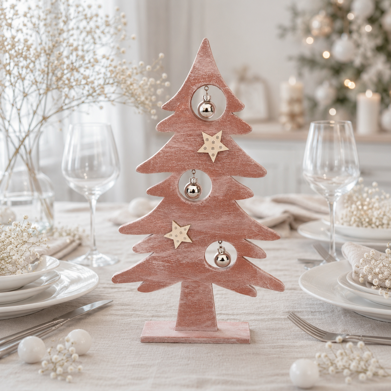 Sapin  bois déco — décorations de table en bois gravé, fait main