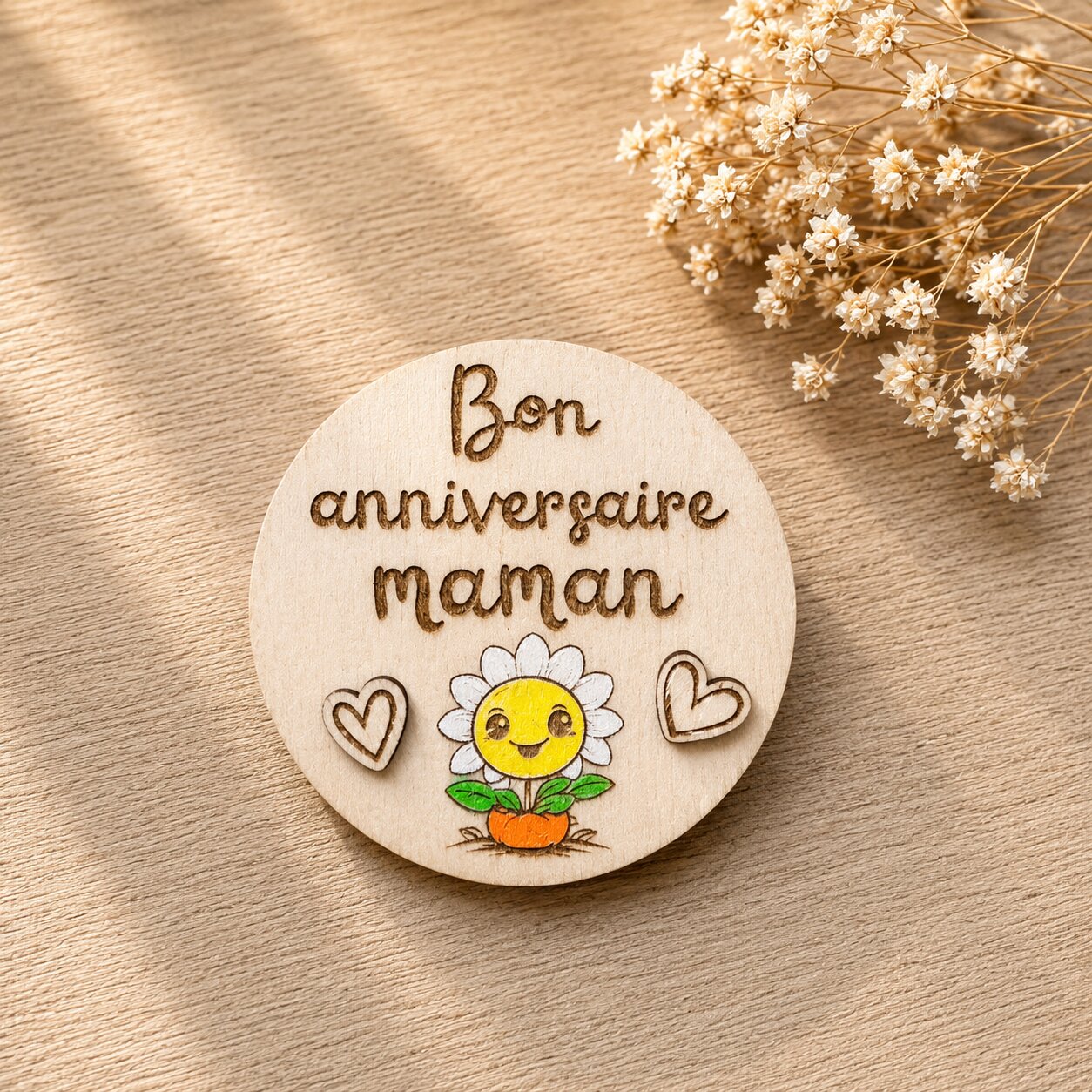 Magnet "bon anniversaire maman" — spécial maman — création artisanale Scrapnwood