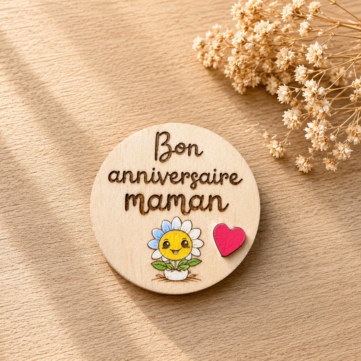 Magnet "bon anniversaire maman" — spécial maman — création artisanale Scrapnwood