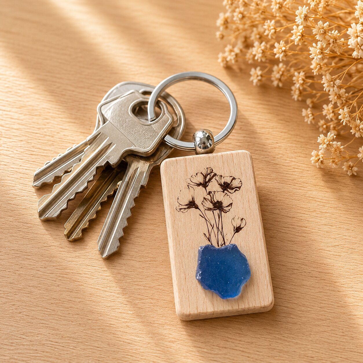 Porte clé verre poli — spécial maman — création artisanale Scrapnwood
