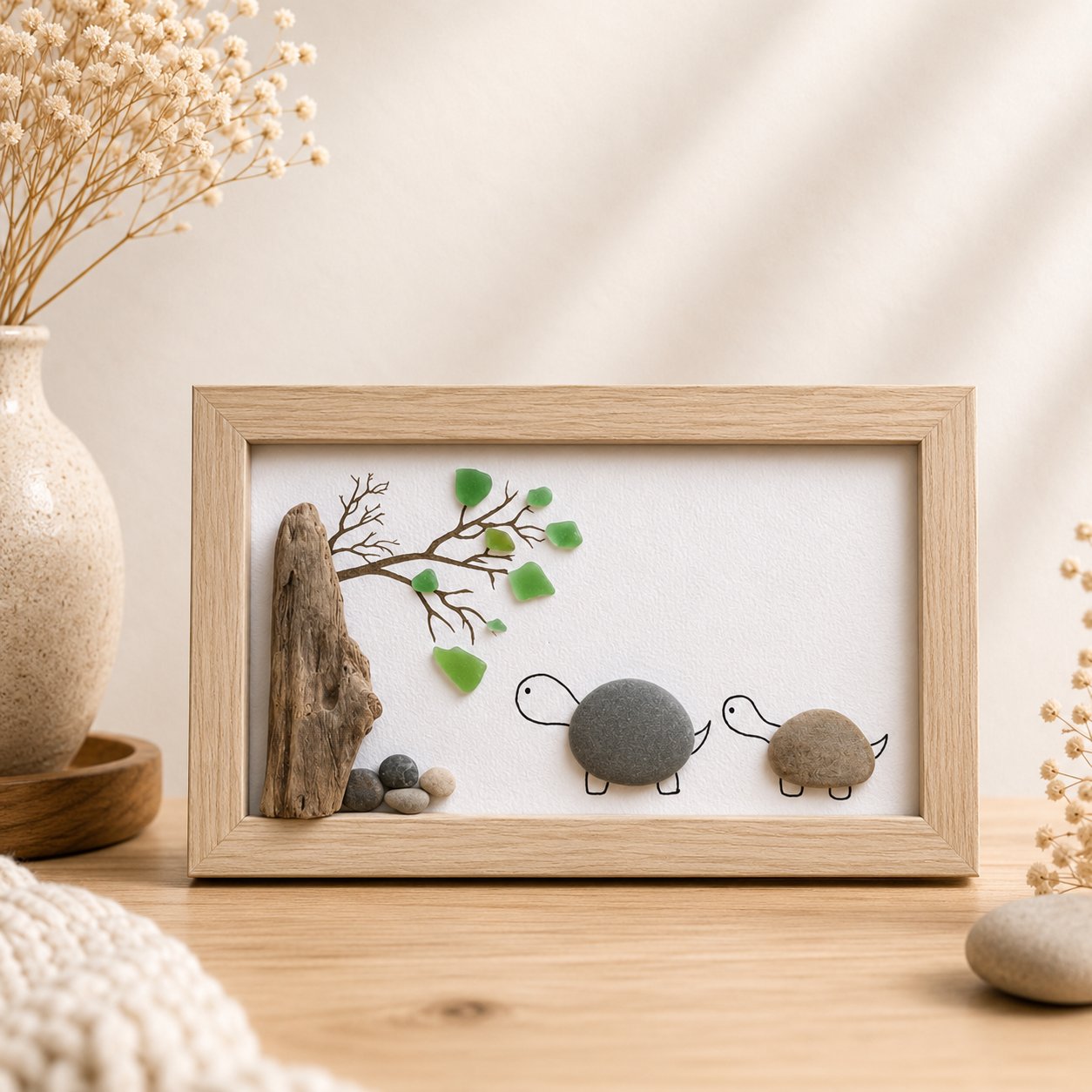 Cadre ballade au rivage — création artisanale Scrapnwood